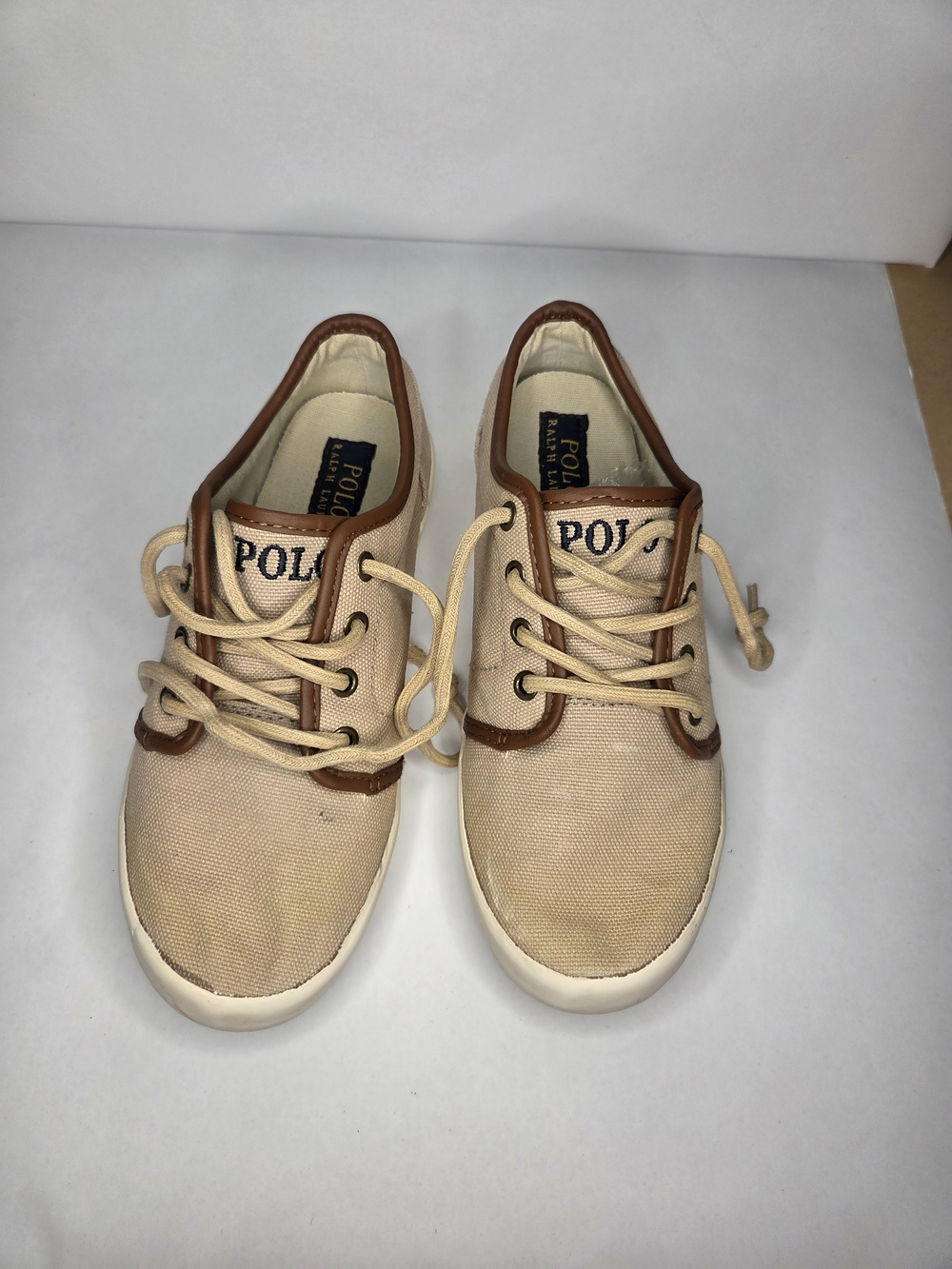 Polo by Ralph Lauren Kids Beige Canvas Lace-Up Shoes Size 2.5
